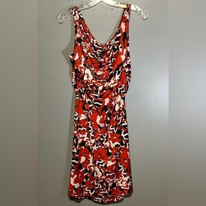 Diane Von Furstenberg Silk Cowl Neck Maternity Dress Red Black White Medium